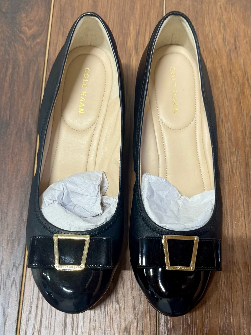 Cole Haan Emory Leather Bow Wedge 8.5 Black